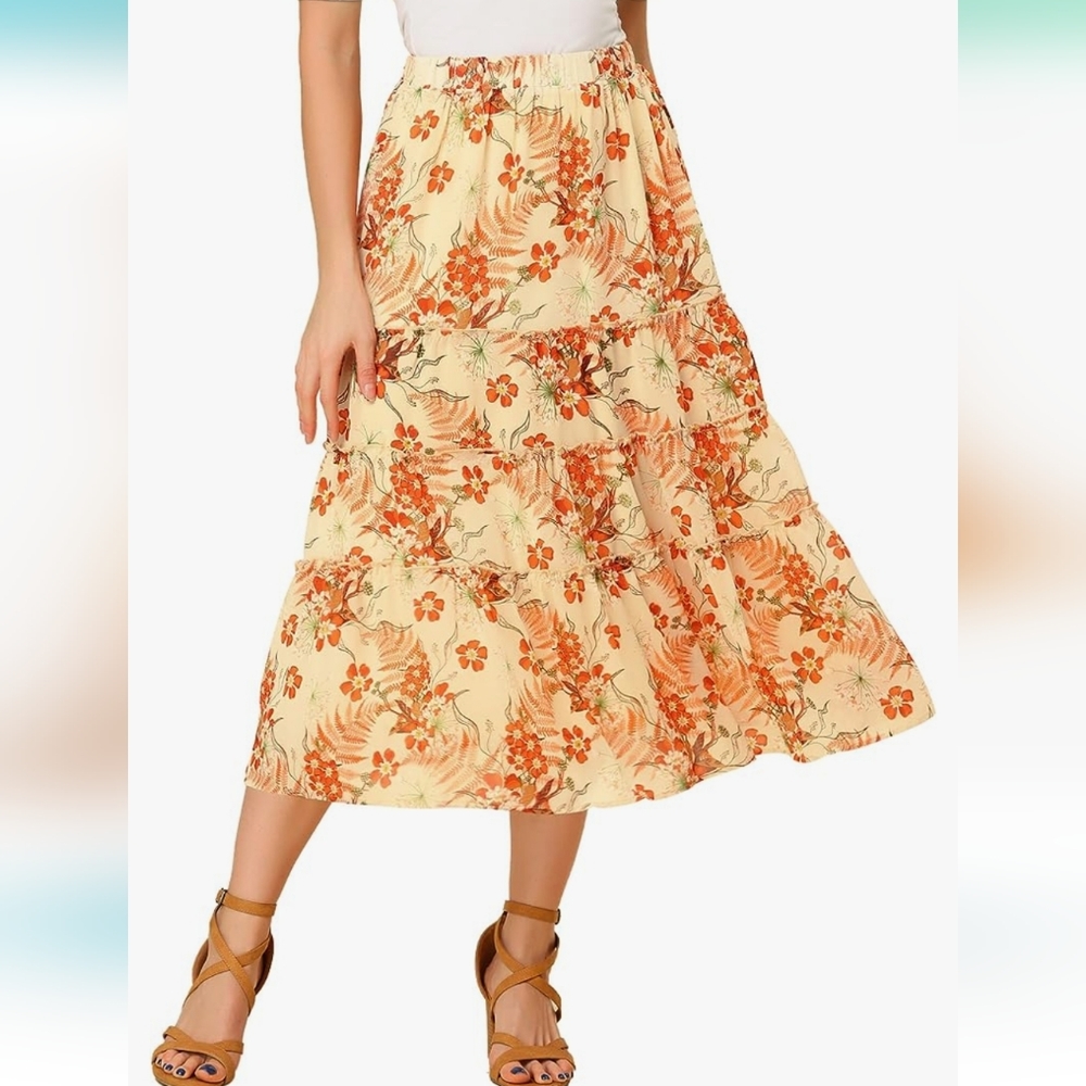 Allegra K Bohemian Floral Skirt Size Small ☆NWT☆